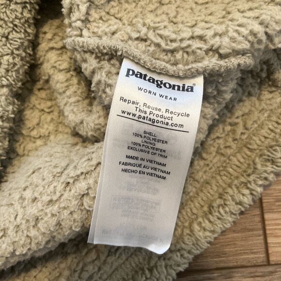 Patagonia Los Gatos 1/4 Zip Pullover SZ Medium Fleece Jacket Logo Tan Beige - Picture 10 of 13